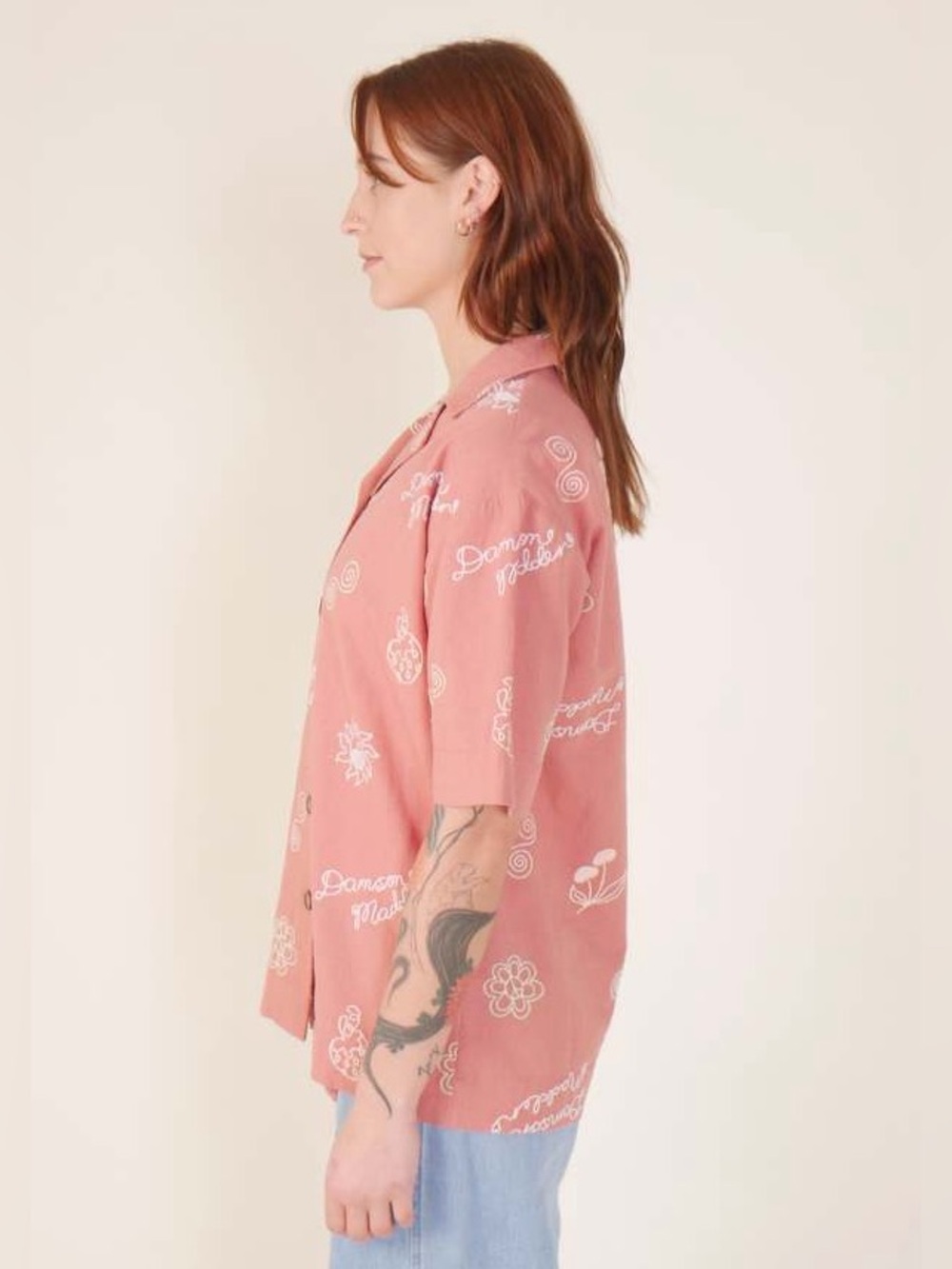 Damson Madder Chloe Embroidered Shirt In Salmon View 4